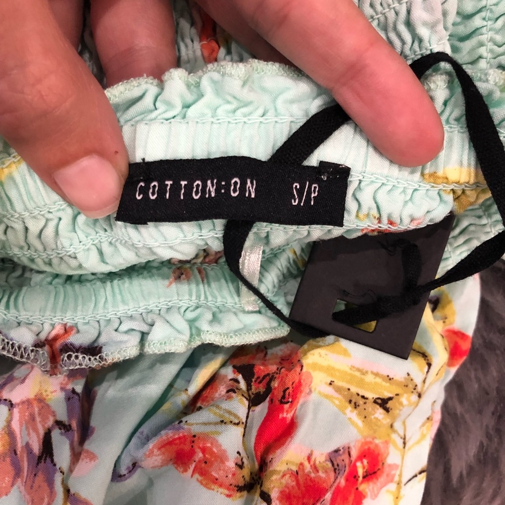 Turquoise and Floral Print Cotton On Romper - Picture 6 of 6